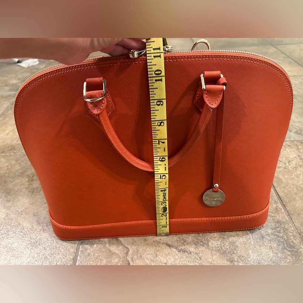 Pulicati Orange Brown Genuine Italian Leather Alma Bag Purse - Picture 3 of 6